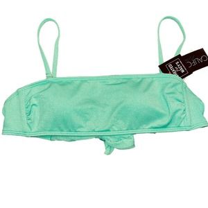 California Waves Juniors' Metallic Shine Bandeau Bikini Top, green Medium